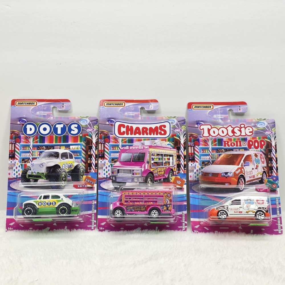 Matchbox 2020 Candy Cars Series 1:64 Scale Diecast (Set of 3 ) Dots, Charms,toot